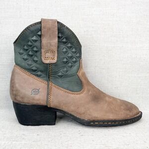 Born Boots Womens 7 Jin Booties Shoes‎ Leather Studded Cowgirl Western Chic Boho